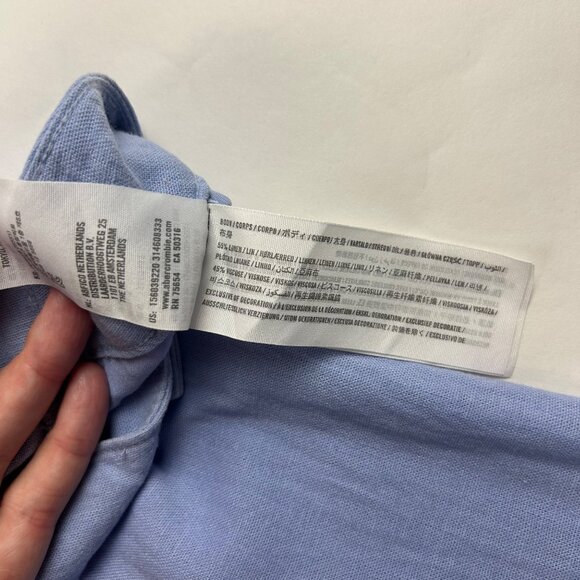 Abercrombie Sky Blue Linen Blend High Rise Wide Leg Summer Trouser Pant S - Picture 5 of 8